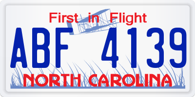 NC license plate ABF4139