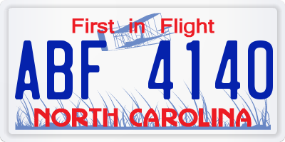 NC license plate ABF4140