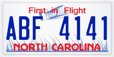 NC license plate ABF4141