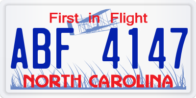 NC license plate ABF4147