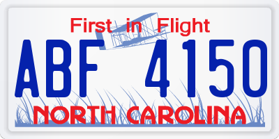 NC license plate ABF4150