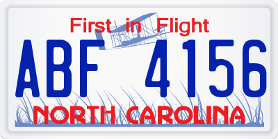 NC license plate ABF4156