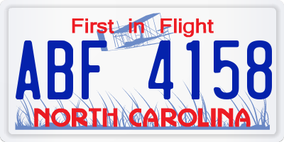 NC license plate ABF4158