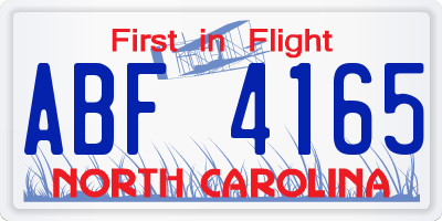 NC license plate ABF4165