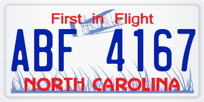 NC license plate ABF4167