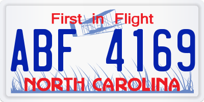 NC license plate ABF4169