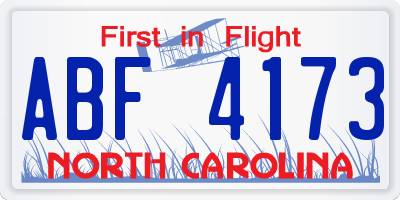 NC license plate ABF4173