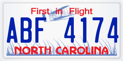 NC license plate ABF4174