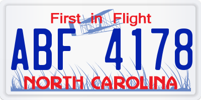 NC license plate ABF4178