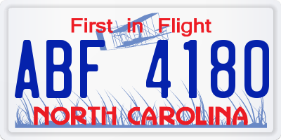 NC license plate ABF4180