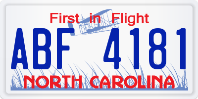 NC license plate ABF4181