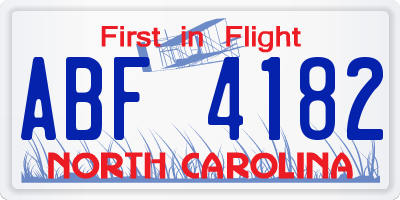 NC license plate ABF4182