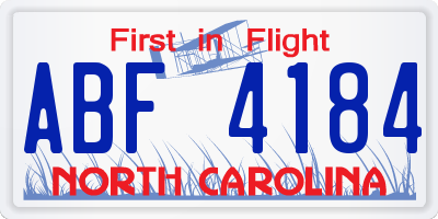 NC license plate ABF4184