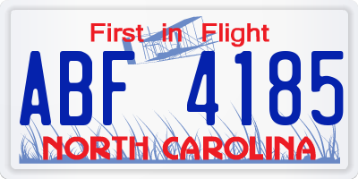 NC license plate ABF4185