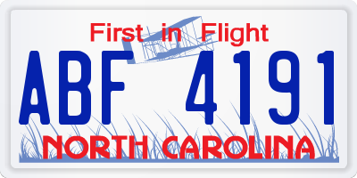 NC license plate ABF4191