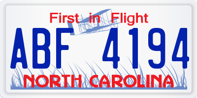 NC license plate ABF4194