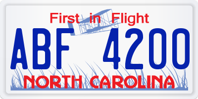 NC license plate ABF4200