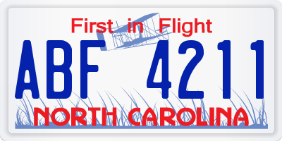 NC license plate ABF4211