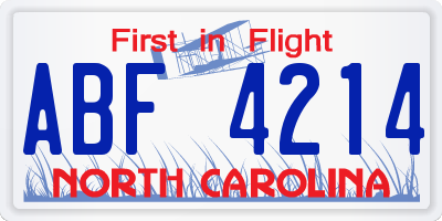 NC license plate ABF4214