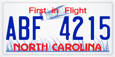 NC license plate ABF4215