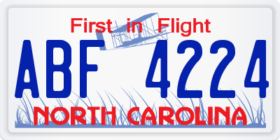 NC license plate ABF4224