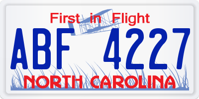 NC license plate ABF4227