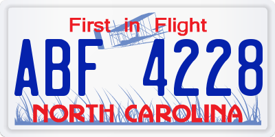 NC license plate ABF4228