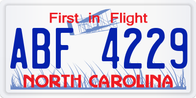 NC license plate ABF4229
