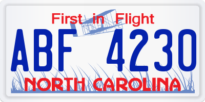 NC license plate ABF4230