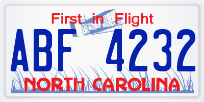 NC license plate ABF4232