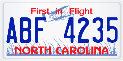 NC license plate ABF4235