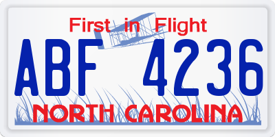 NC license plate ABF4236