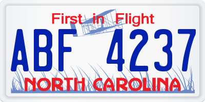 NC license plate ABF4237
