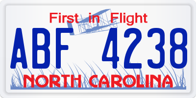 NC license plate ABF4238
