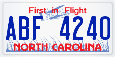 NC license plate ABF4240