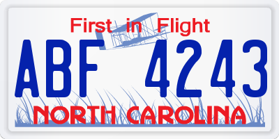 NC license plate ABF4243
