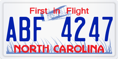 NC license plate ABF4247