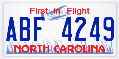 NC license plate ABF4249