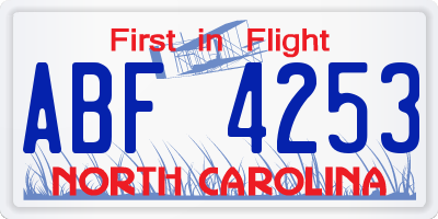 NC license plate ABF4253