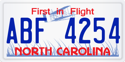 NC license plate ABF4254