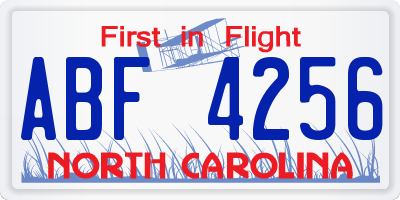 NC license plate ABF4256