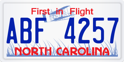 NC license plate ABF4257