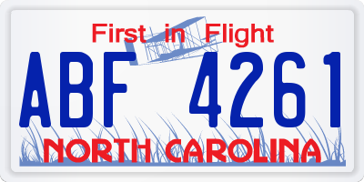 NC license plate ABF4261