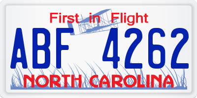 NC license plate ABF4262