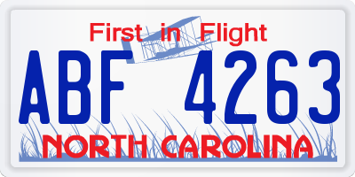 NC license plate ABF4263