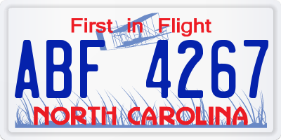 NC license plate ABF4267