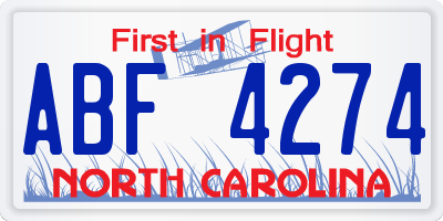 NC license plate ABF4274