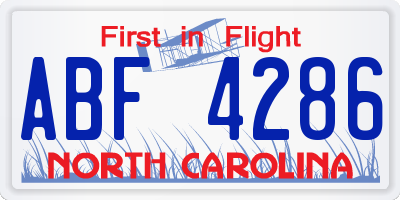 NC license plate ABF4286