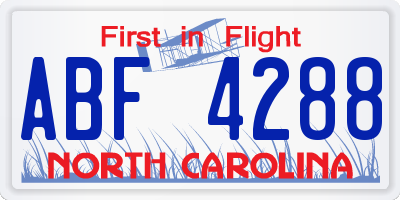 NC license plate ABF4288