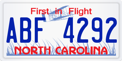NC license plate ABF4292